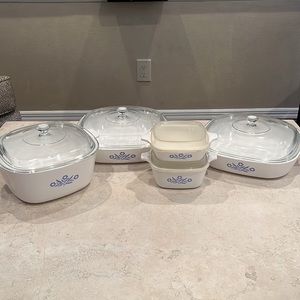 Vintage Original Corning Ware 5 Piece Set w Lids FREE SHIPPING